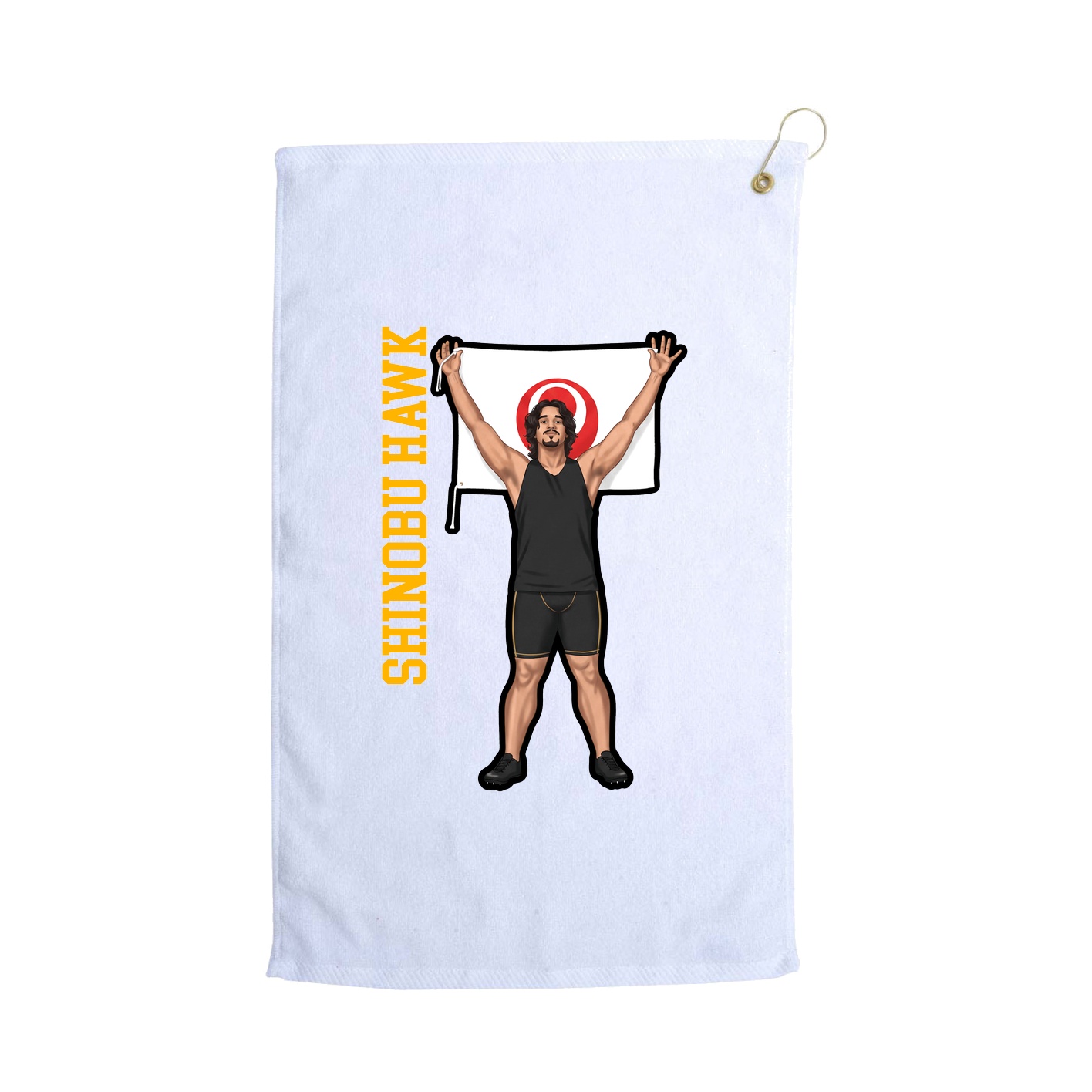 Golf Towel — Name Vertical in White