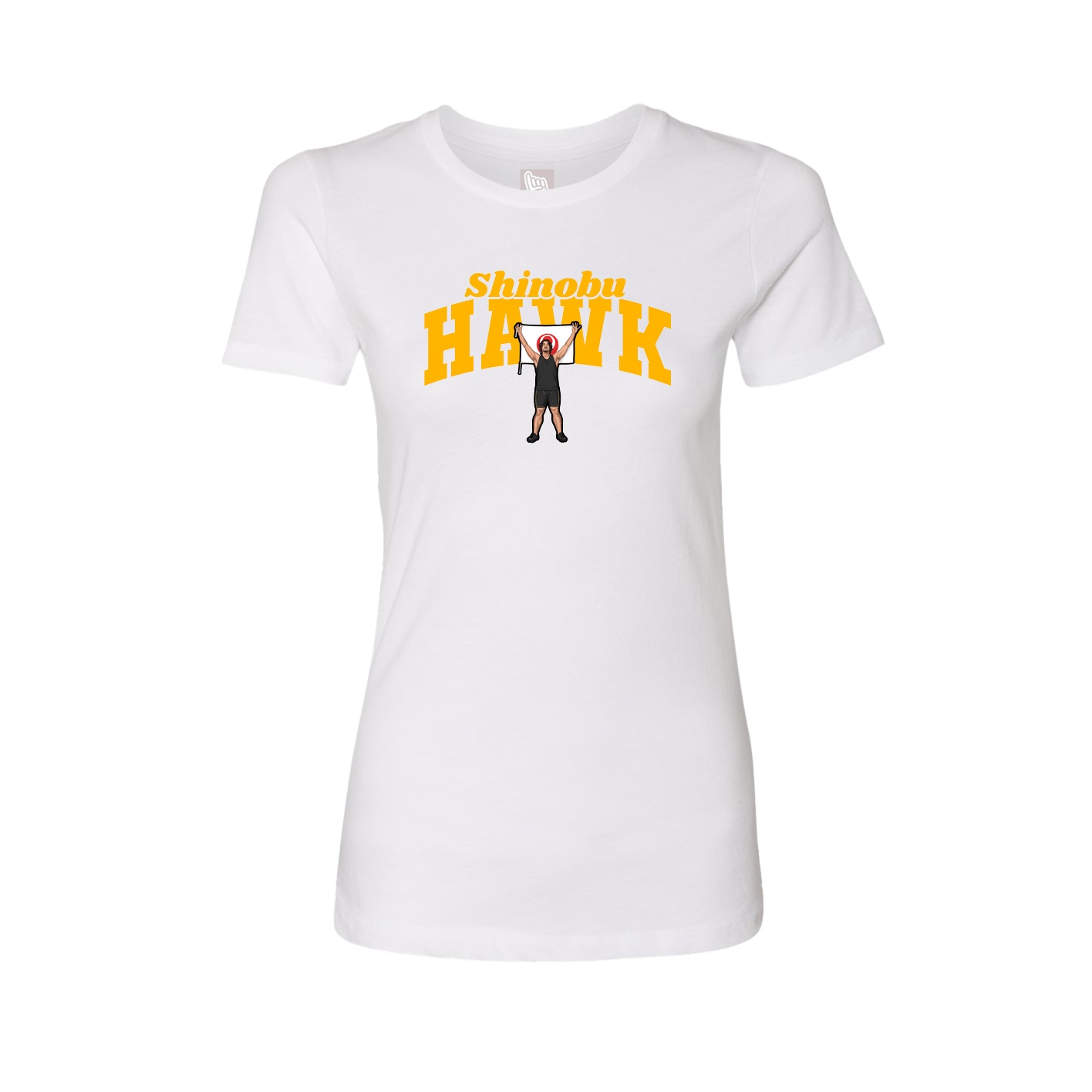 Fitted Women's Tee — Signature Arch in White