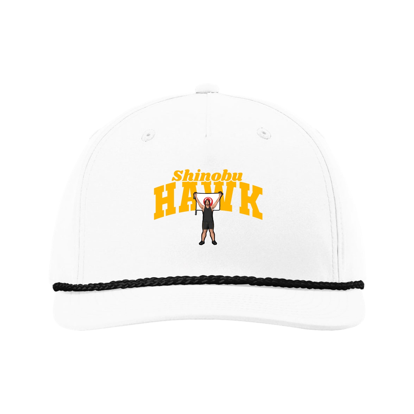 Five-Panel Classic Rope Cap — Signature Arch in White