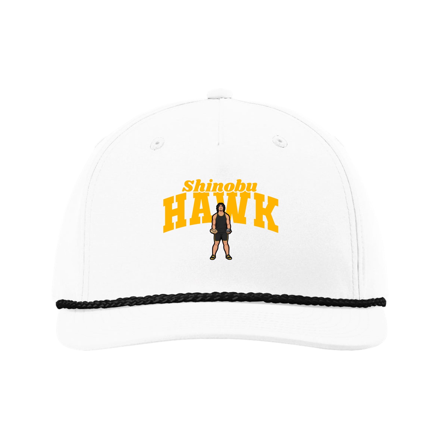 Five-Panel Classic Rope Cap — Signature Arch in White