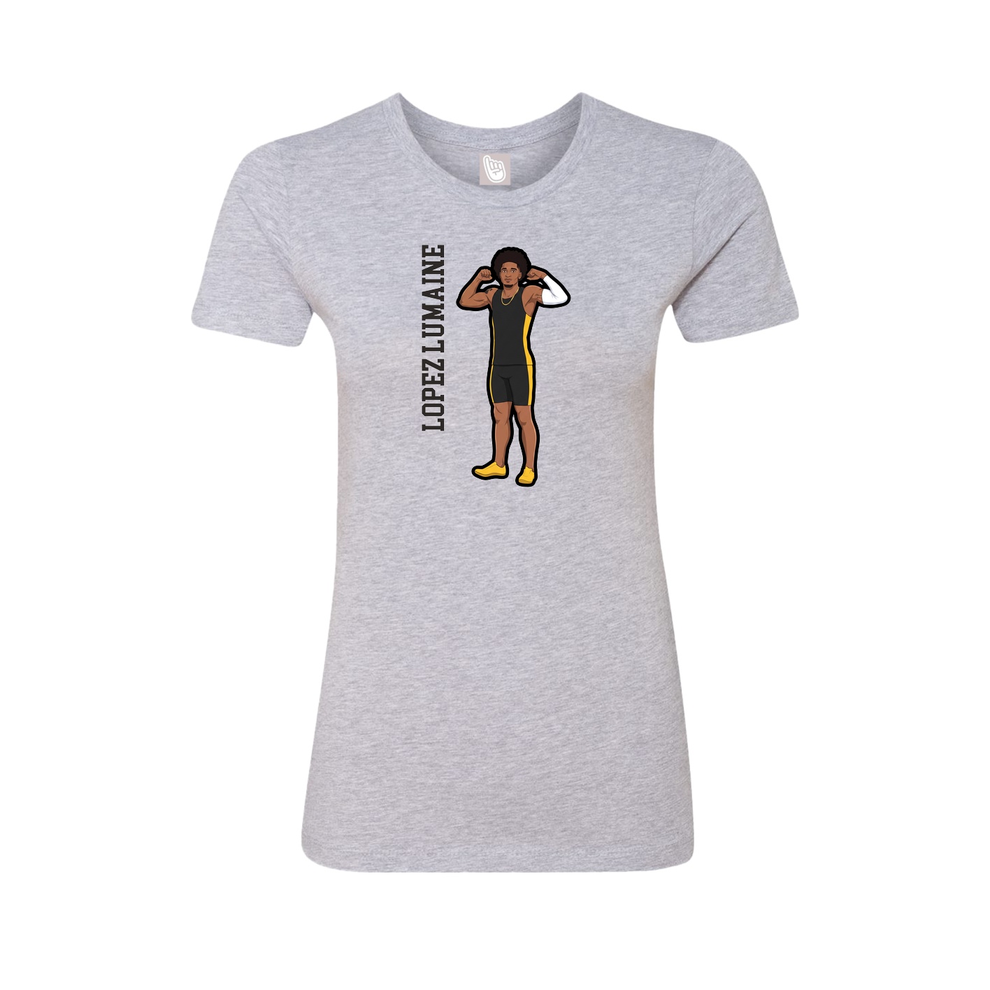 Fitted Women's Tee — Name Vertical in Grey