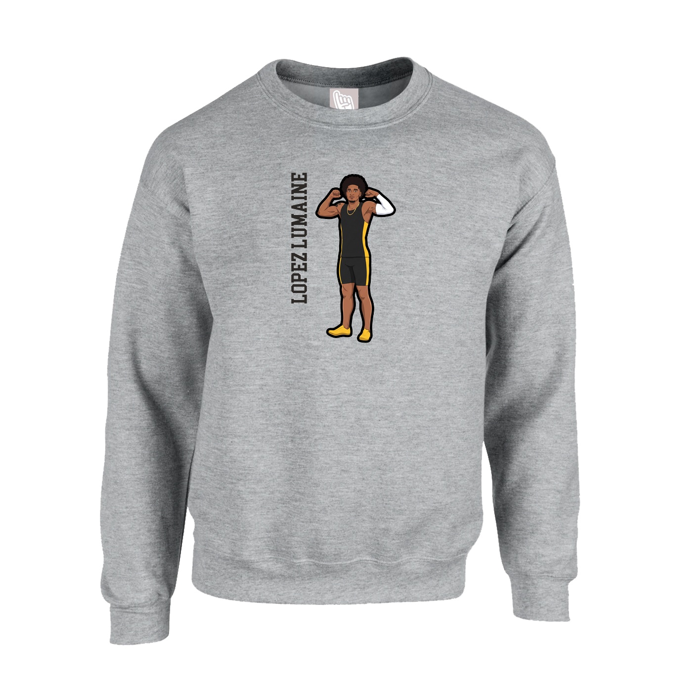 Fleece Crew — Name Vertical in Grey