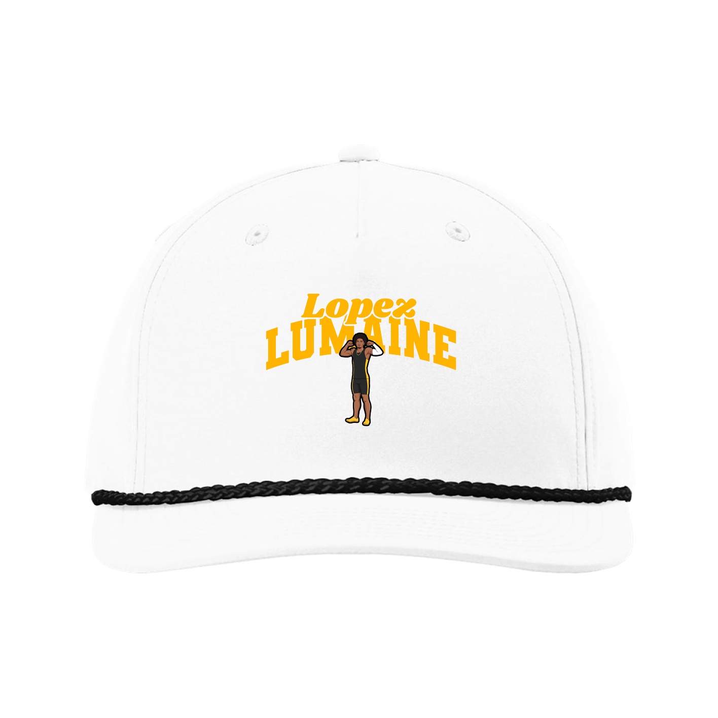 Five-Panel Classic Rope Cap — Signature Arch in White