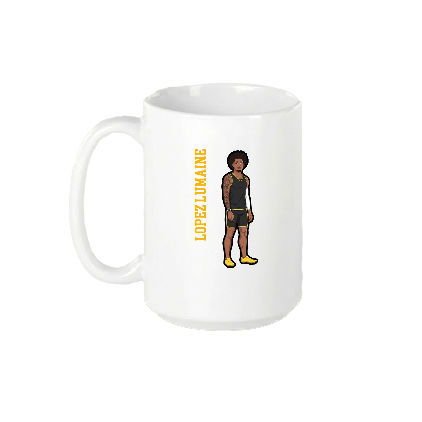 15oz Coffee Mug — Name Vertical in White