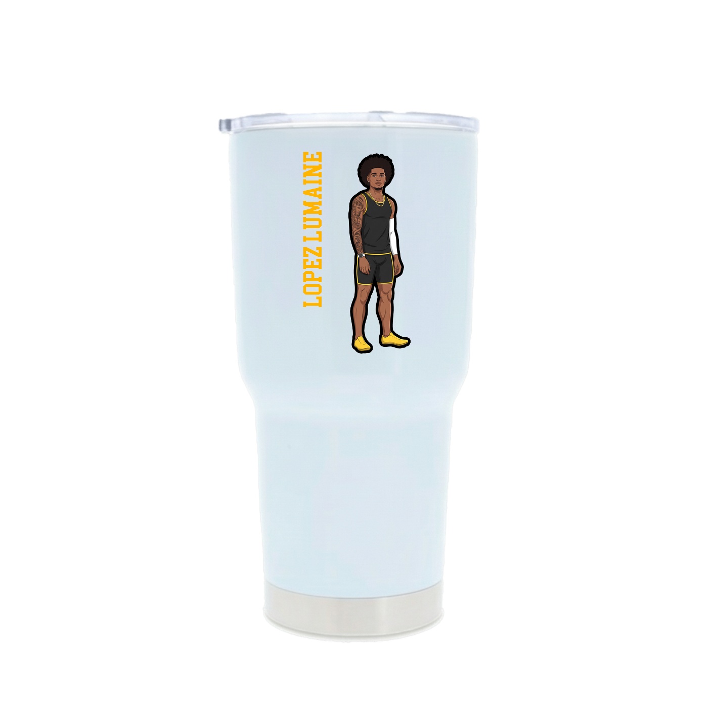 30oz Stainless Steel Tumbler — Name Vertical in White