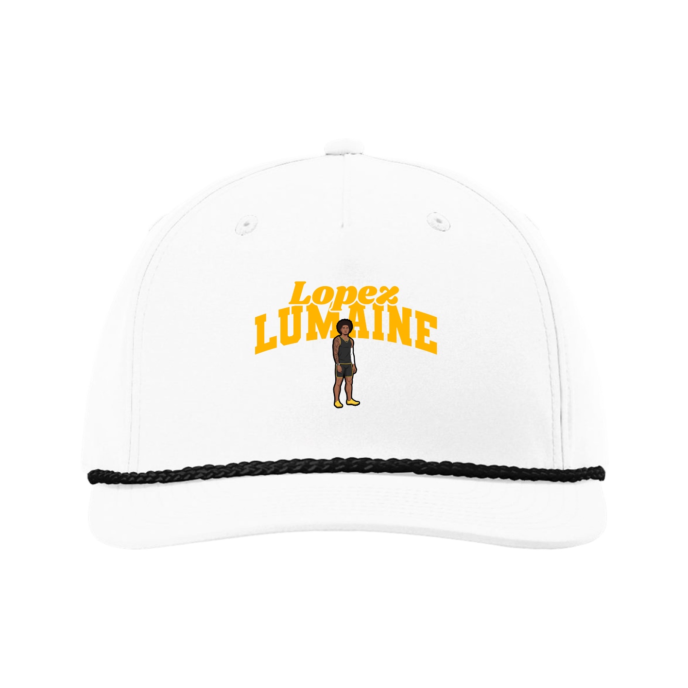 Five-Panel Classic Rope Cap — Signature Arch in White