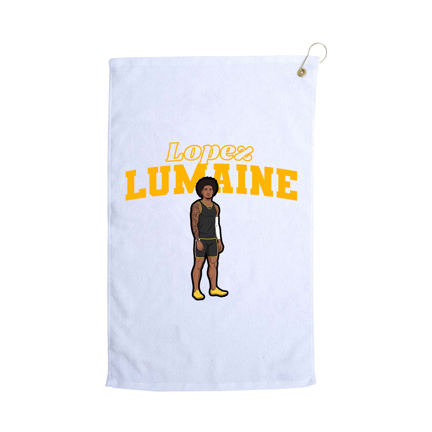 Golf Towel — Name Arch in White