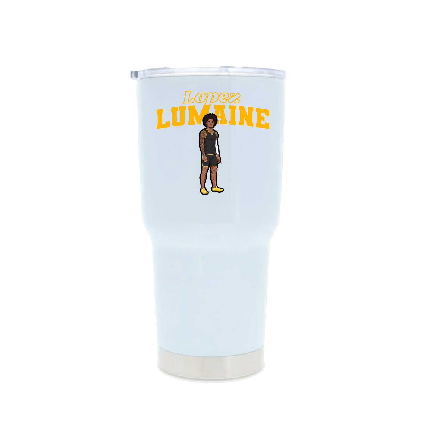 30oz Stainless Steel Tumbler — Name Arch in White