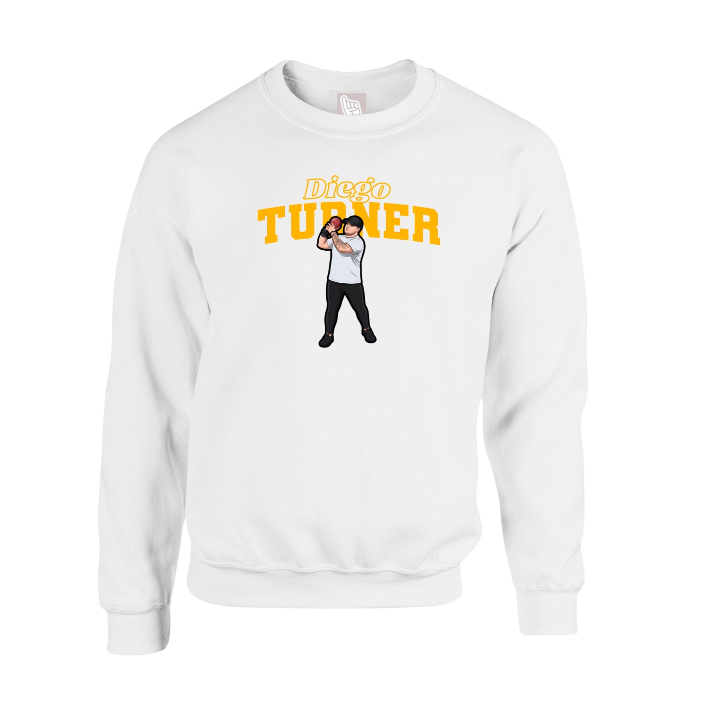 Fleece Crew — Name Arch in White