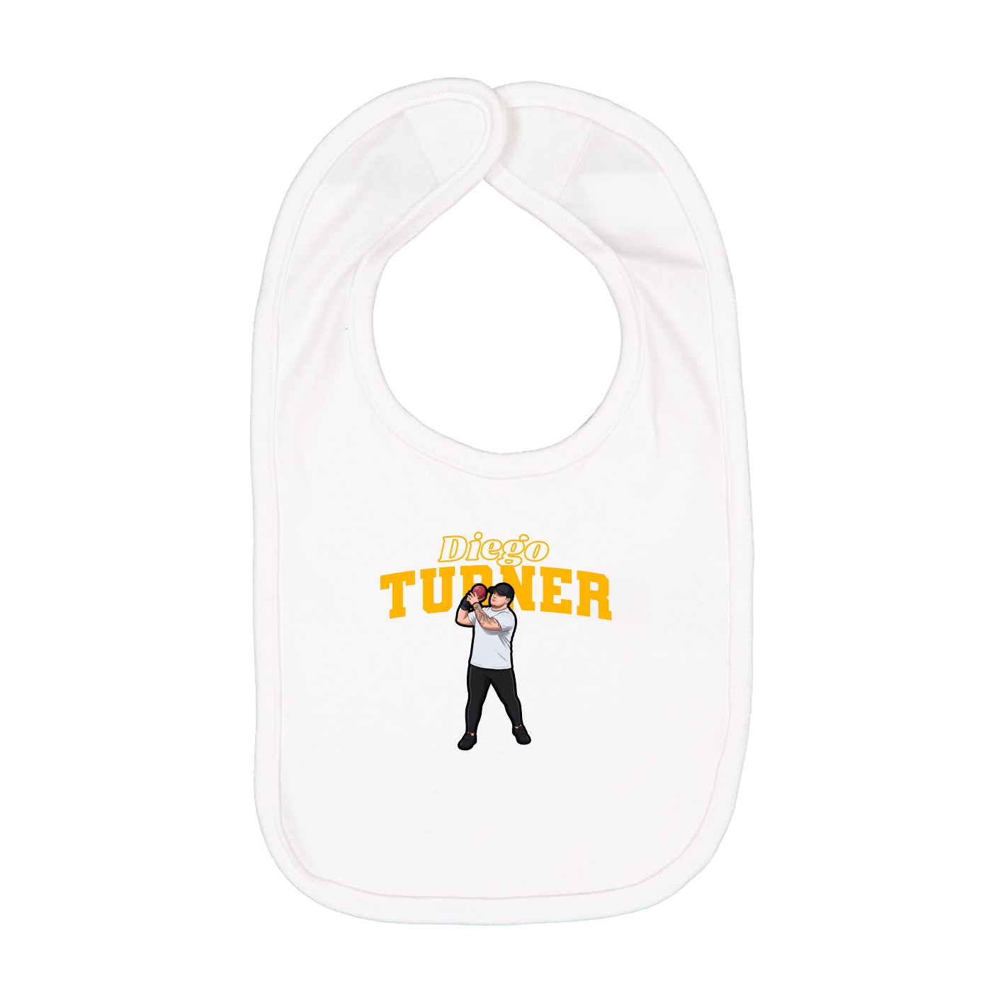 Infant Bib — Name Arch in White