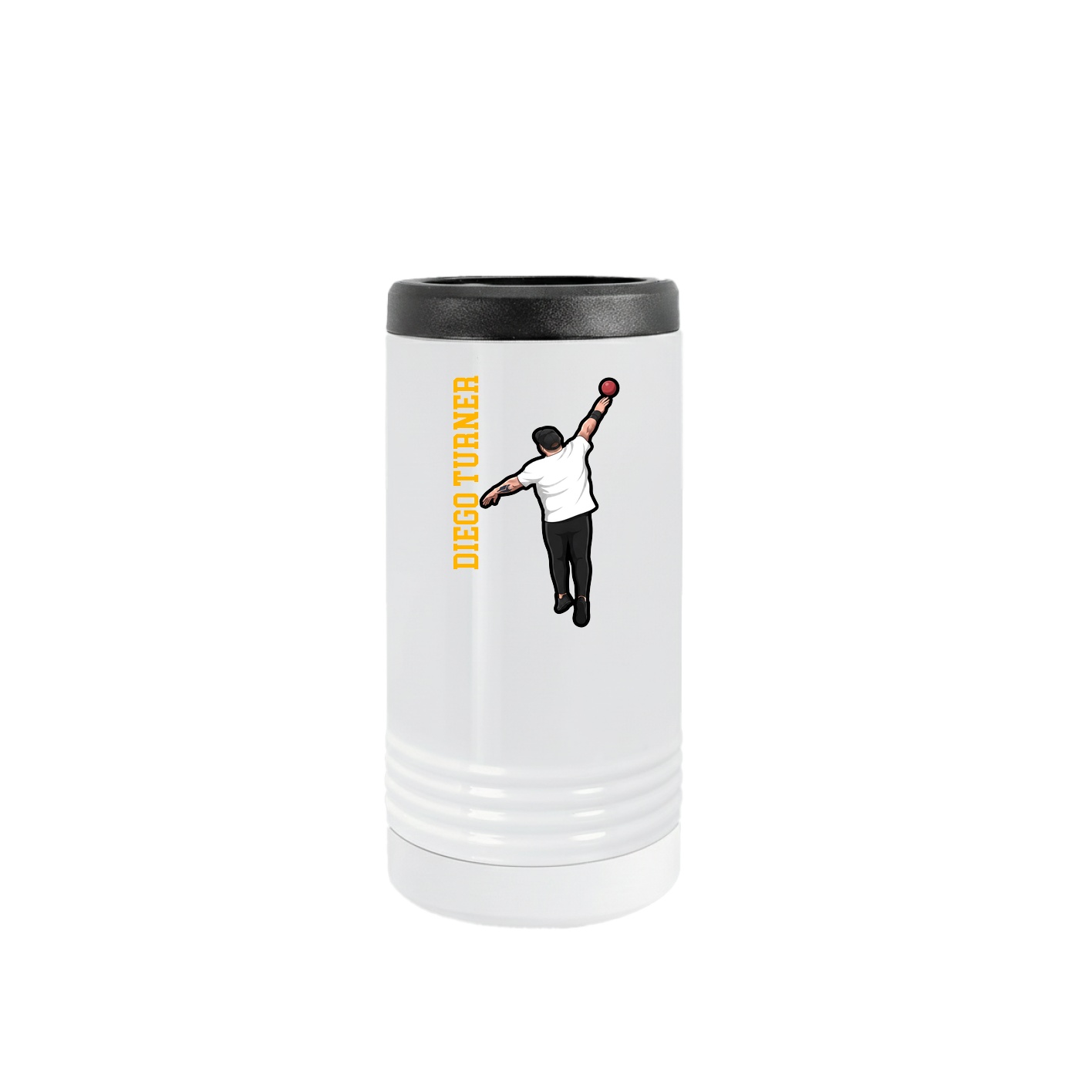 Slim Beverage Holder — Name Vertical in White