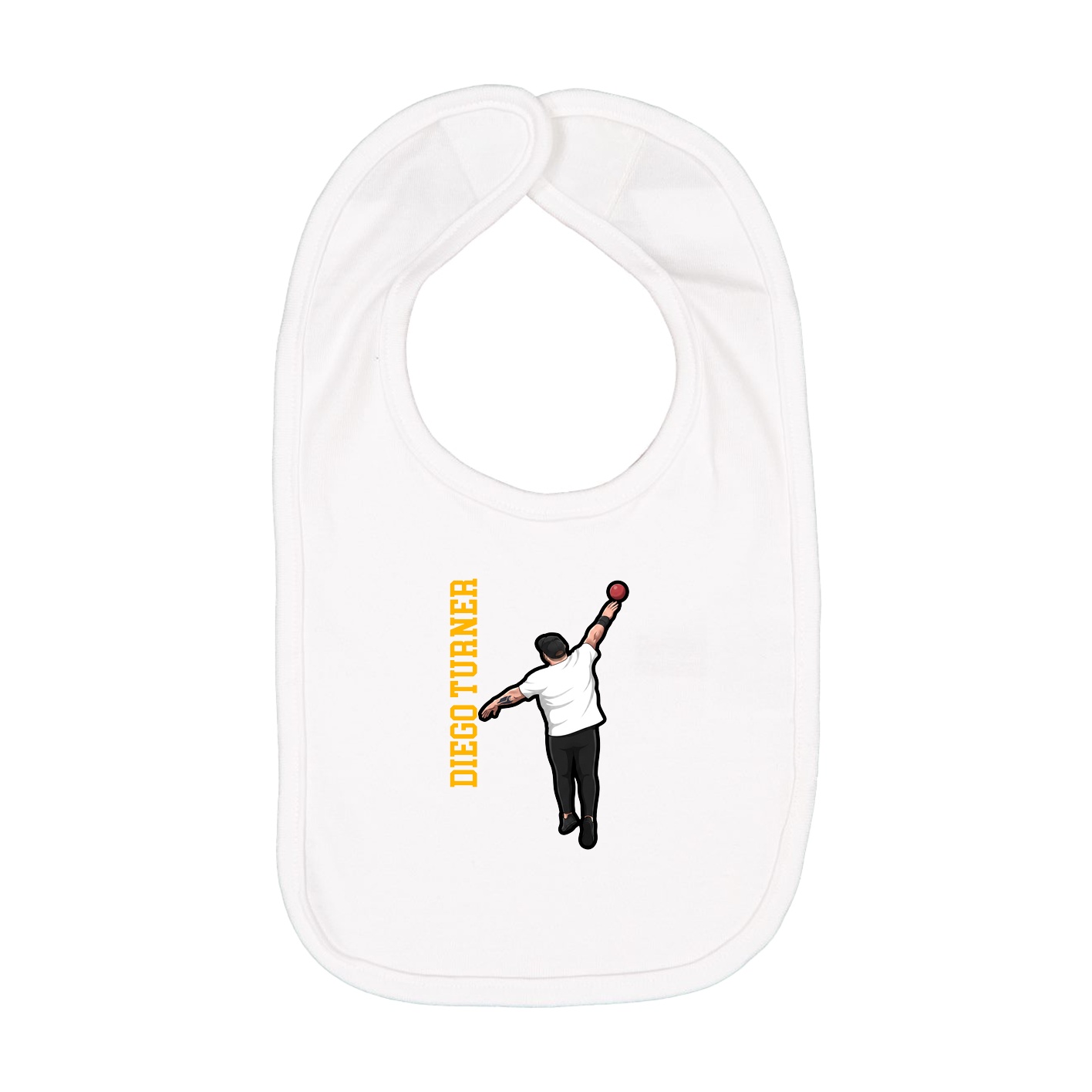 Infant Bib — Name Vertical in White