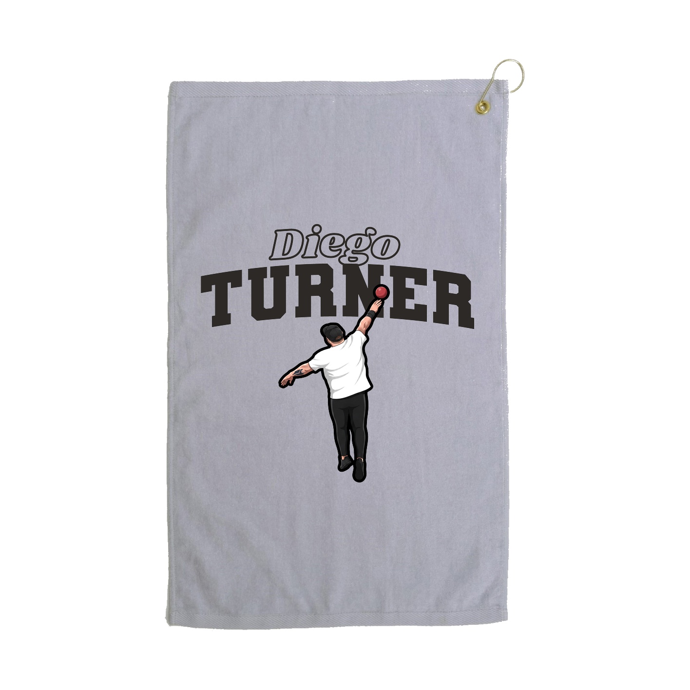 Golf Towel — Name Arch in Grey