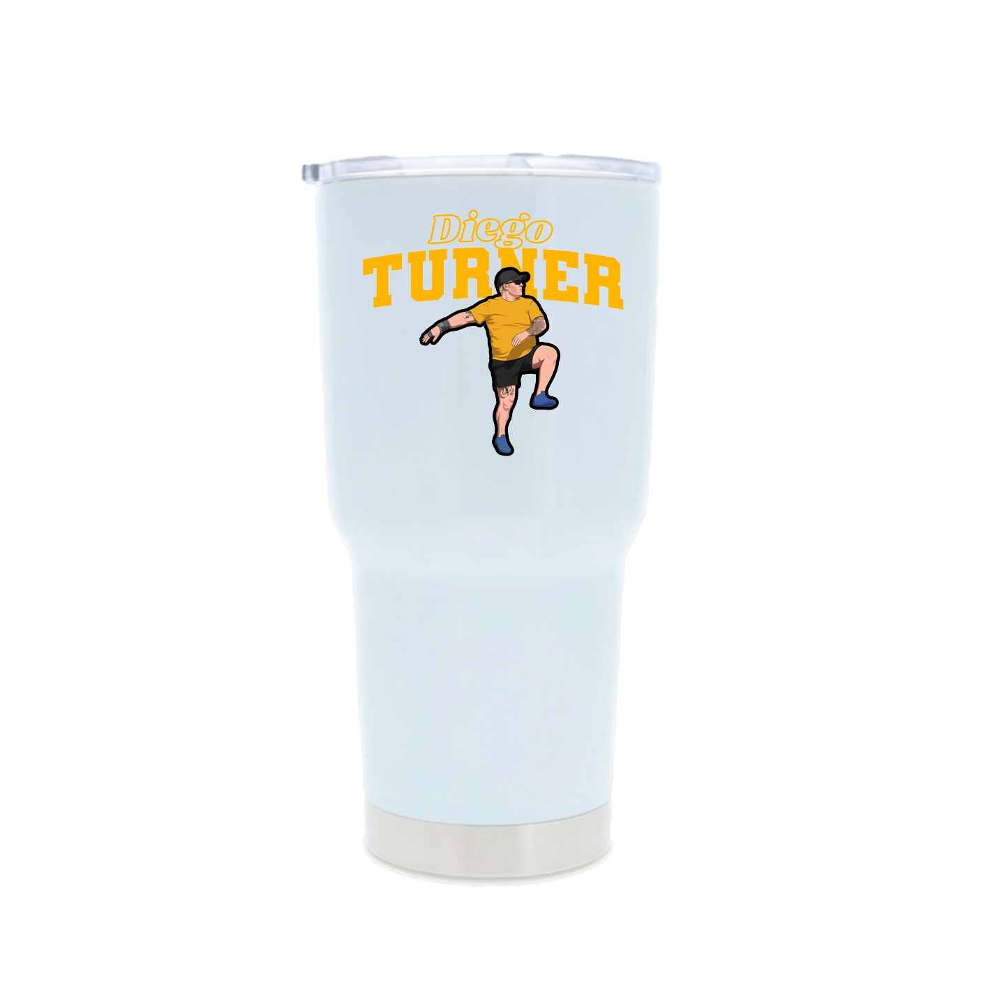 30oz Stainless Steel Tumbler — Name Arch in White