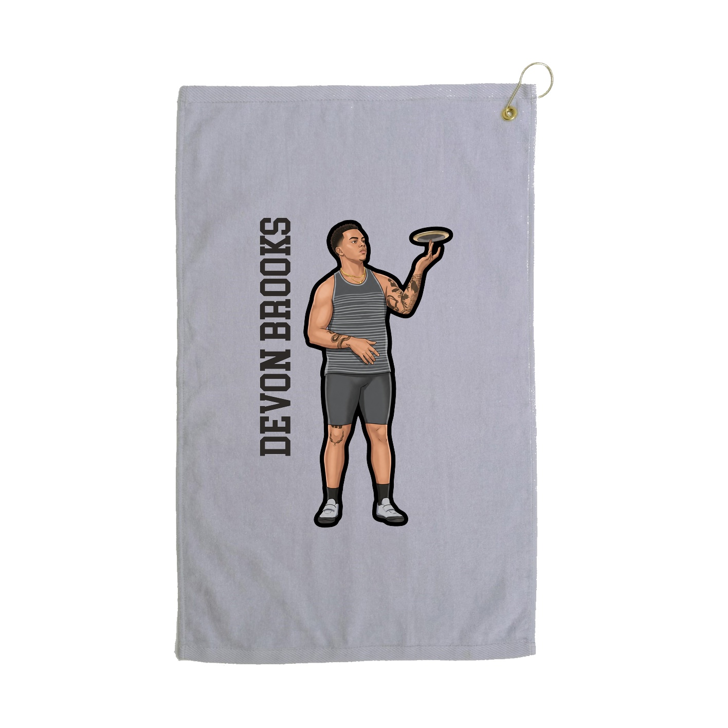 Golf Towel — Name Vertical in Grey