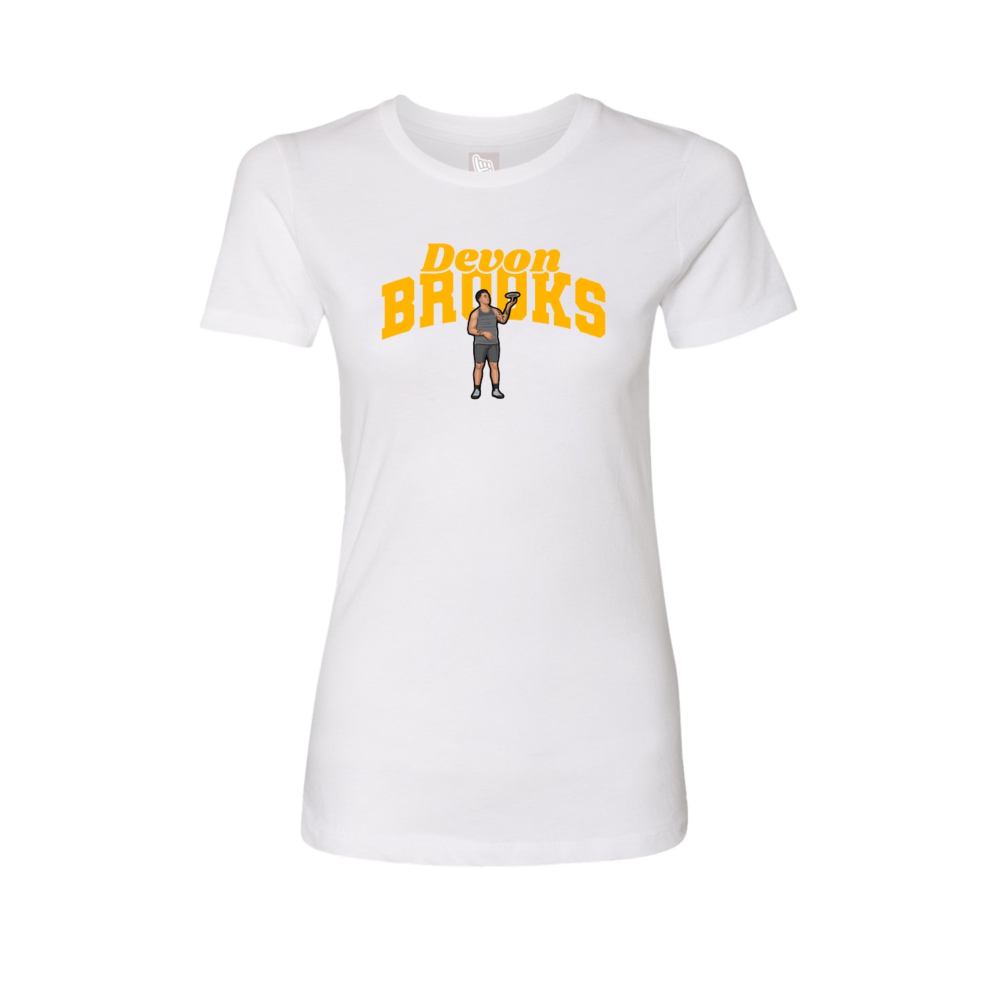 Fitted Women's Tee — Signature Arch in White