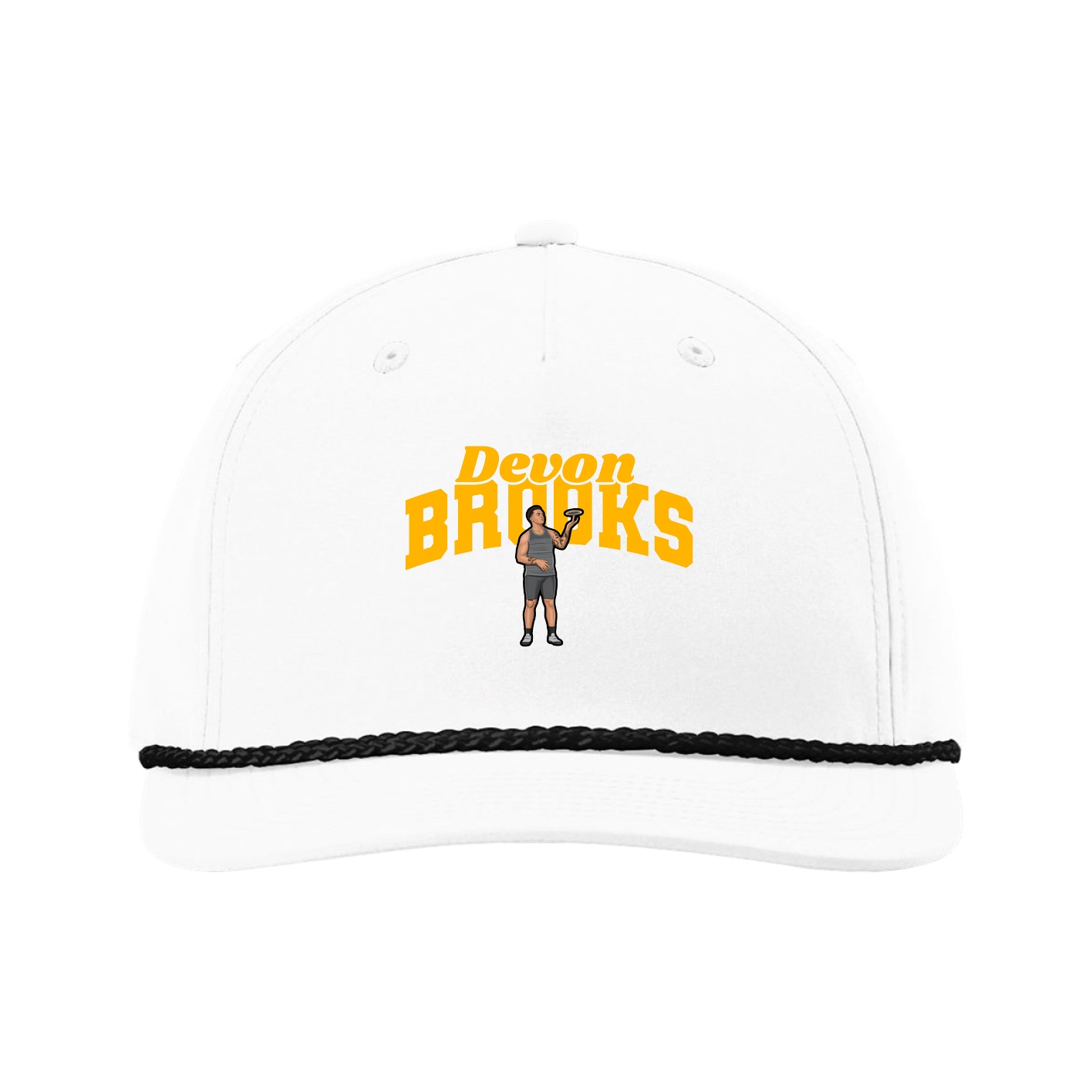 Five-Panel Classic Rope Cap — Signature Arch in White