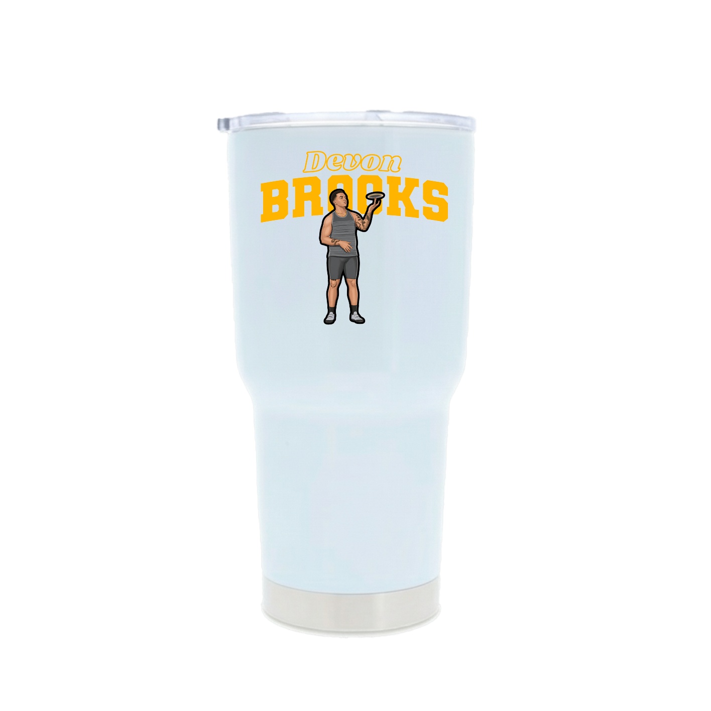 30oz Stainless Steel Tumbler — Name Arch in White