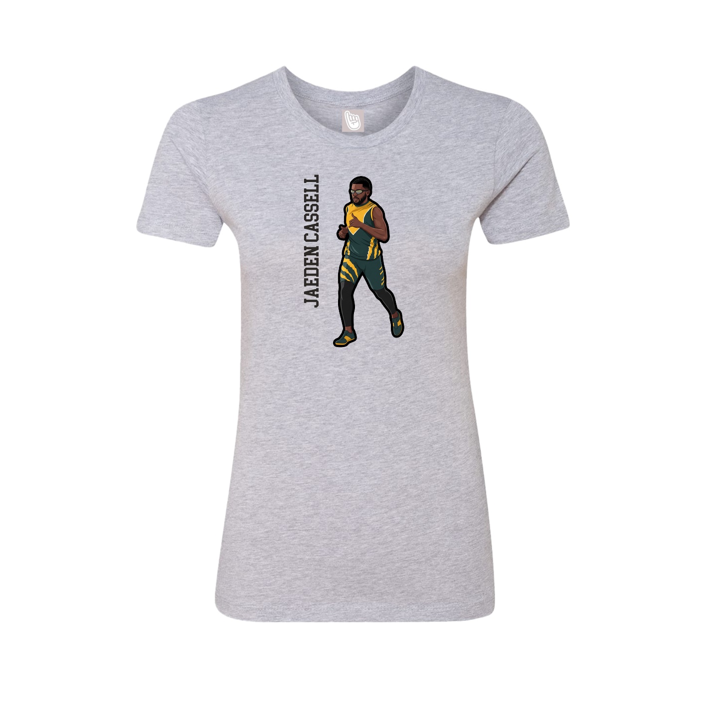 Fitted Women's Tee — Name Vertical in Grey