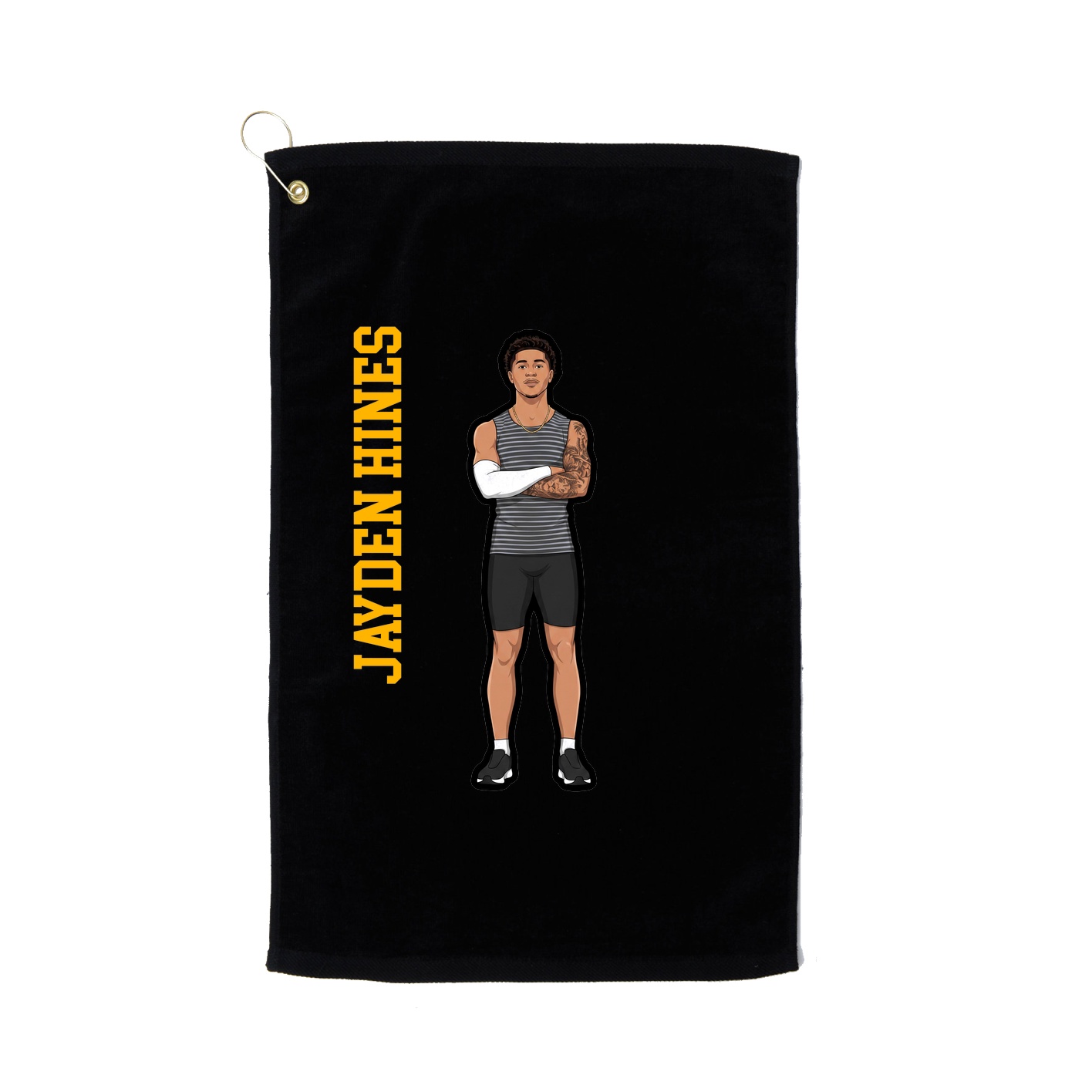 Golf Towel — Name Vertical in Black