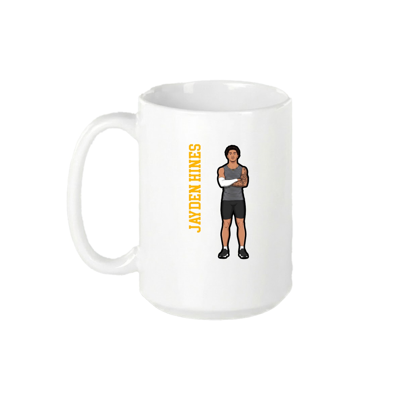 15oz Coffee Mug — Name Vertical in White