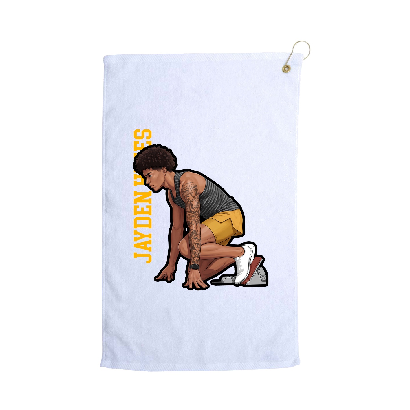 Golf Towel — Name Vertical in White