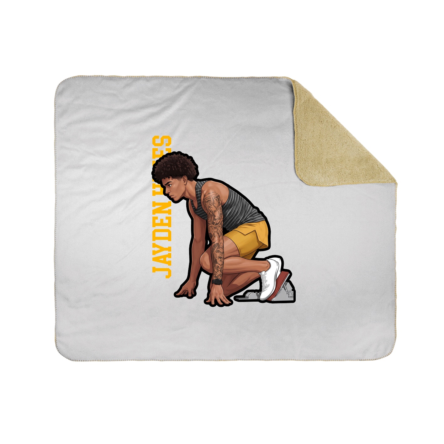 Throw Blanket — Name Vertical in White