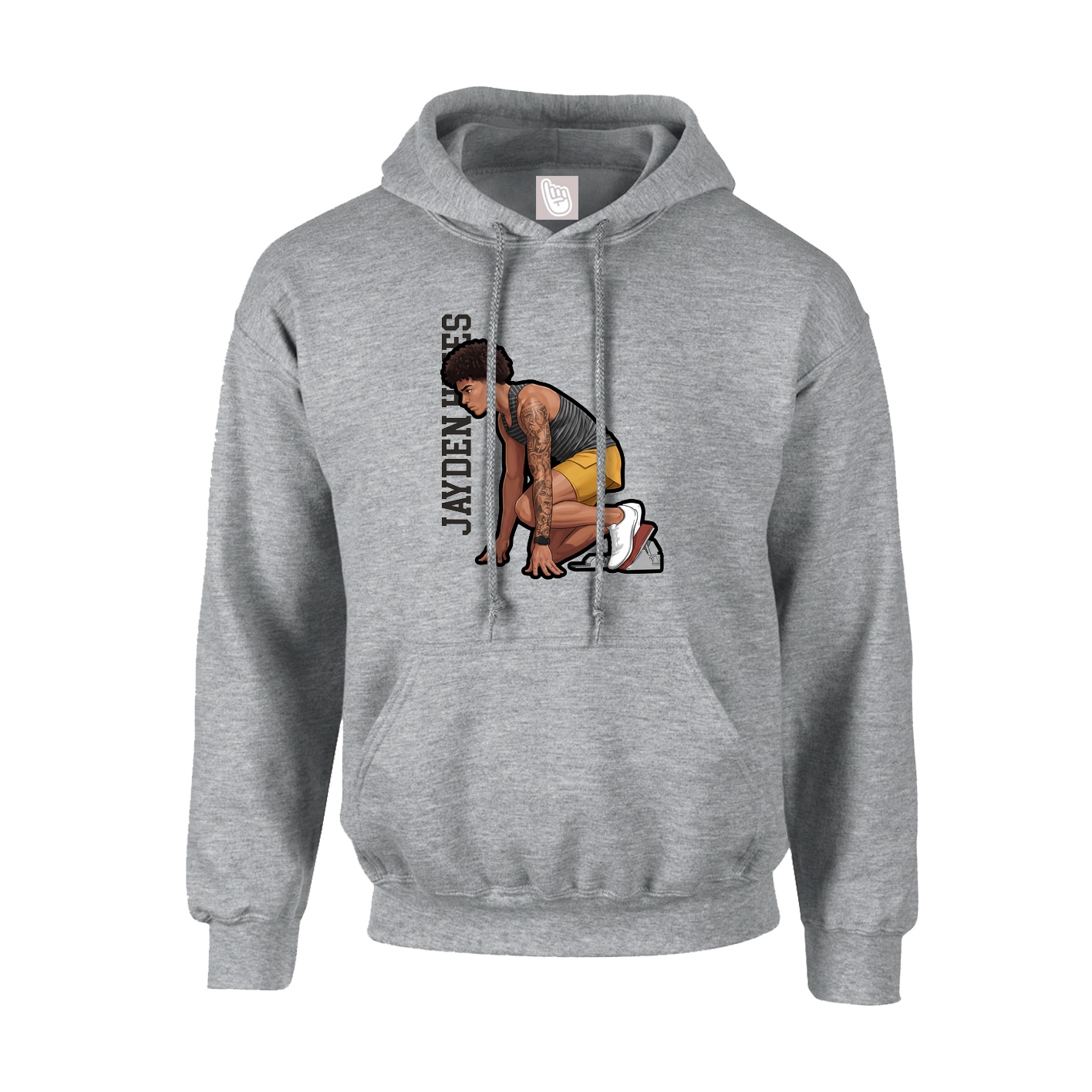 Hoodie — Name Vertical in Grey