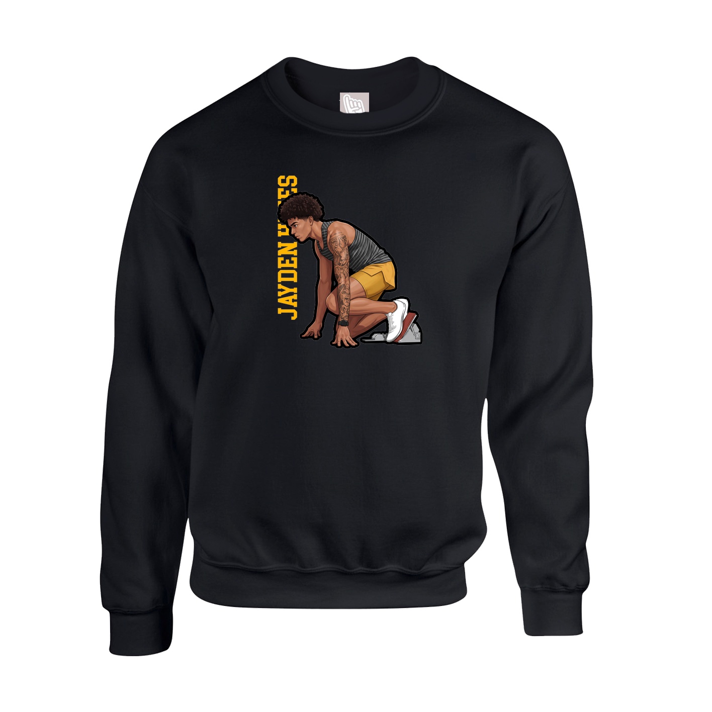 Fleece Crew — Name Vertical in Black