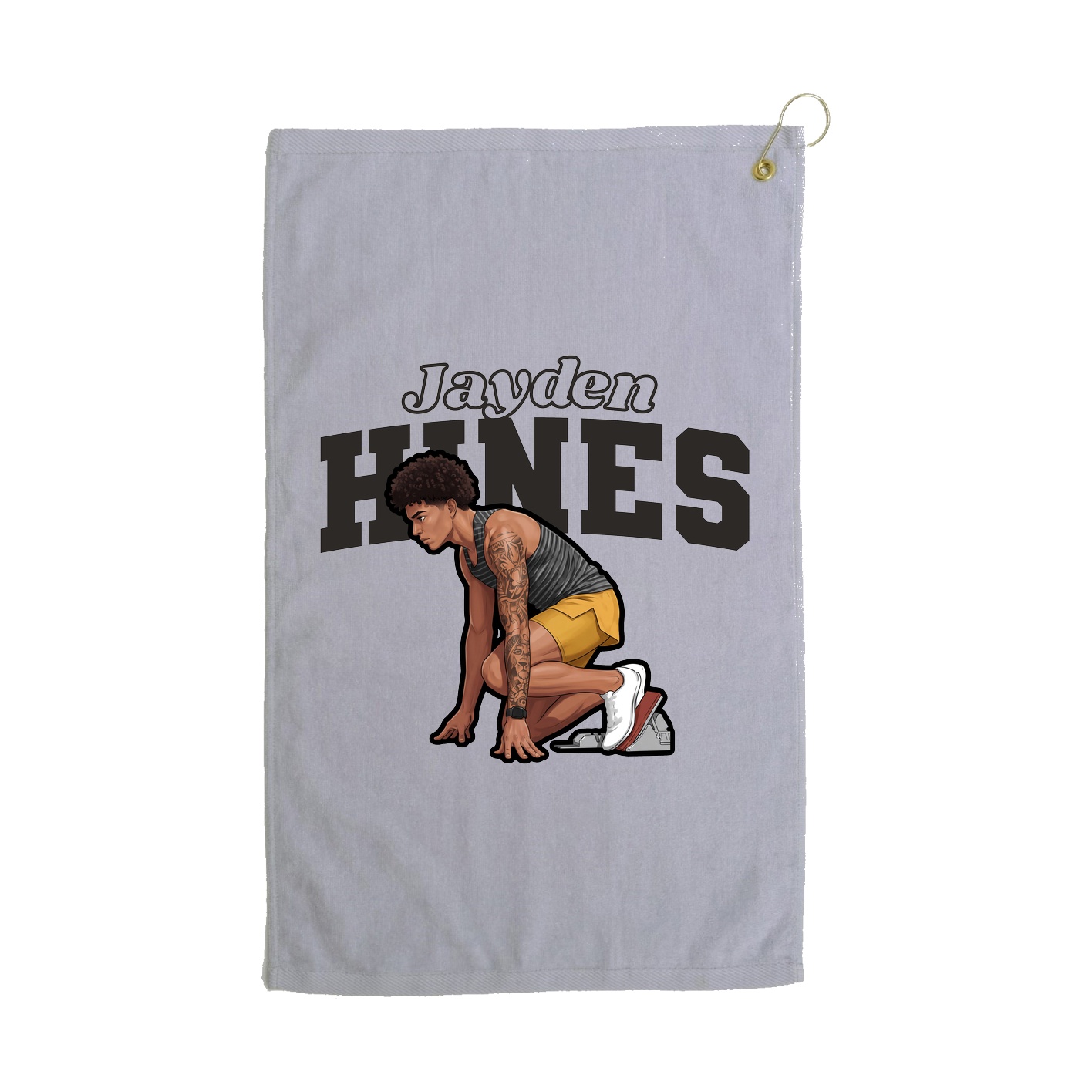 Golf Towel — Name Arch in Grey
