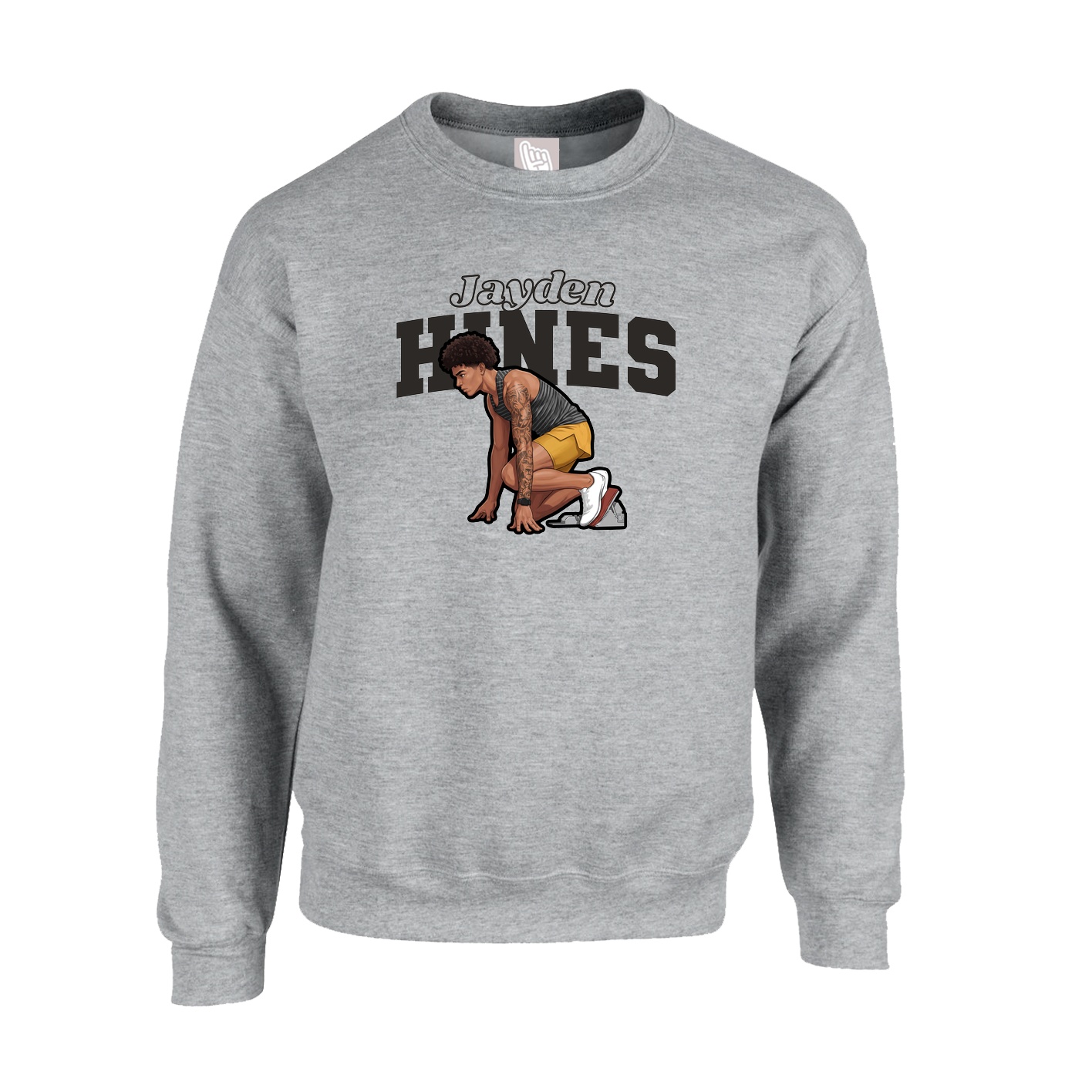 Fleece Crew — Name Arch in Grey