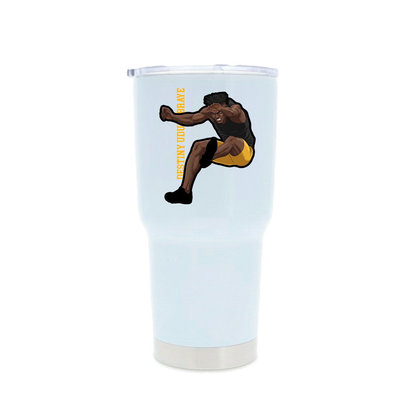 30oz Stainless Steel Tumbler — Name Vertical in White