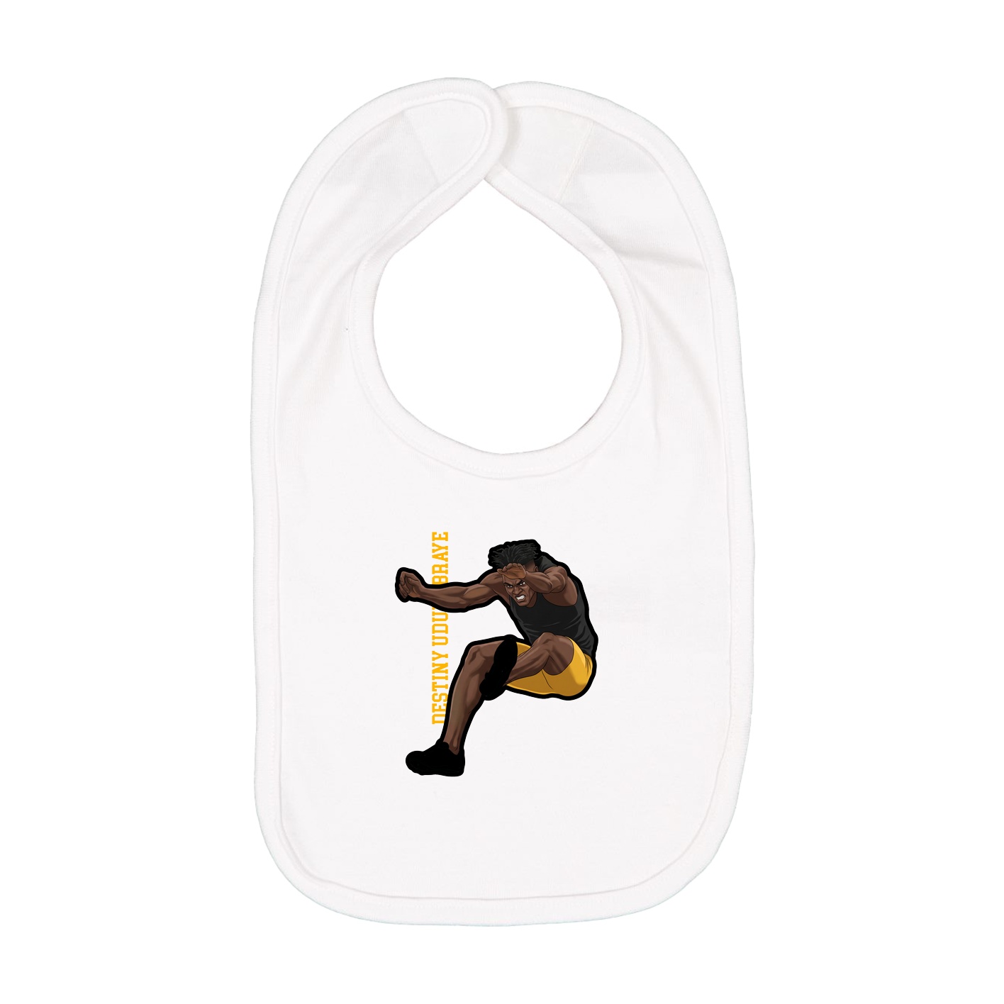 Infant Bib — Name Vertical in White