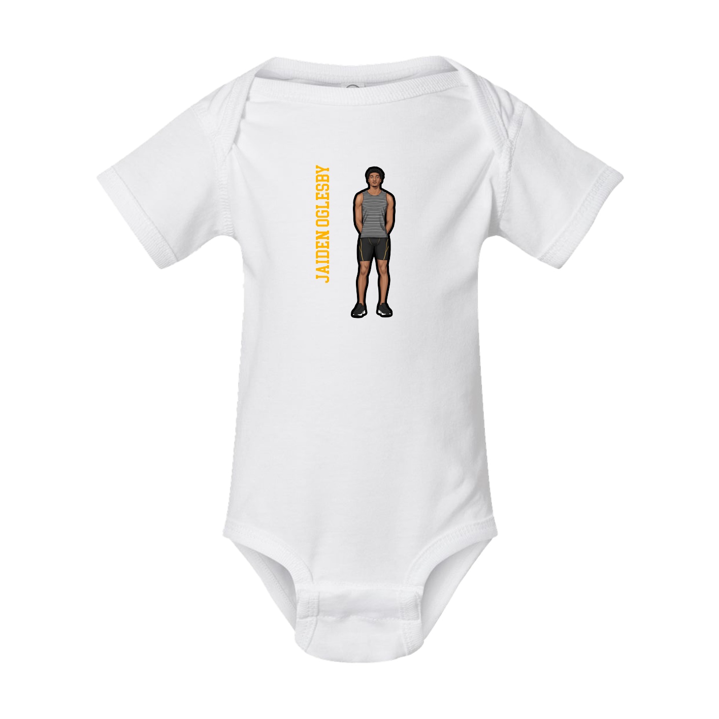 Baby Onesie — Name Vertical in White
