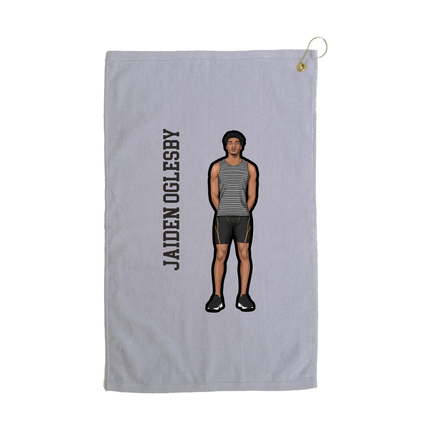 Golf Towel — Name Vertical in Grey