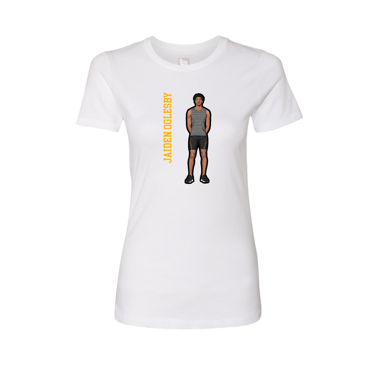 Fitted Women's Tee — Name Vertical in White