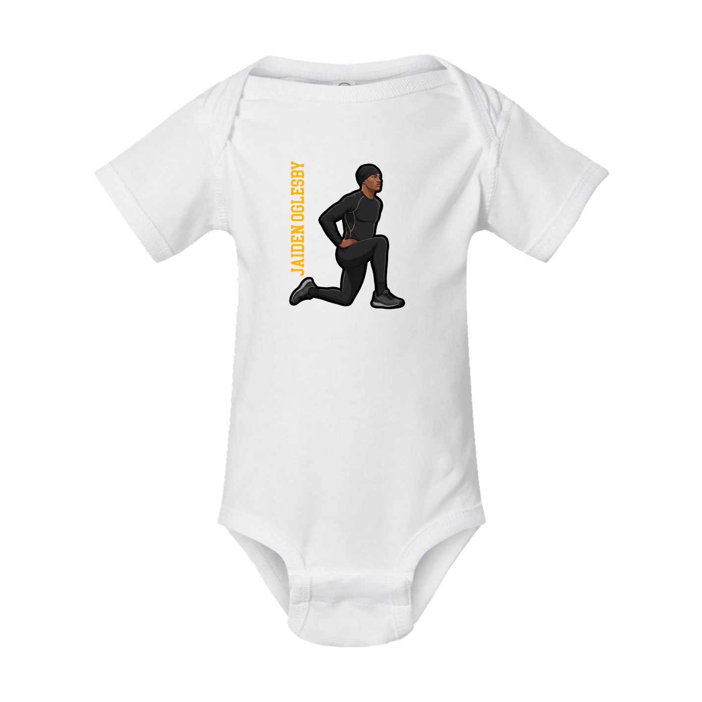Baby Onesie — Name Vertical in White