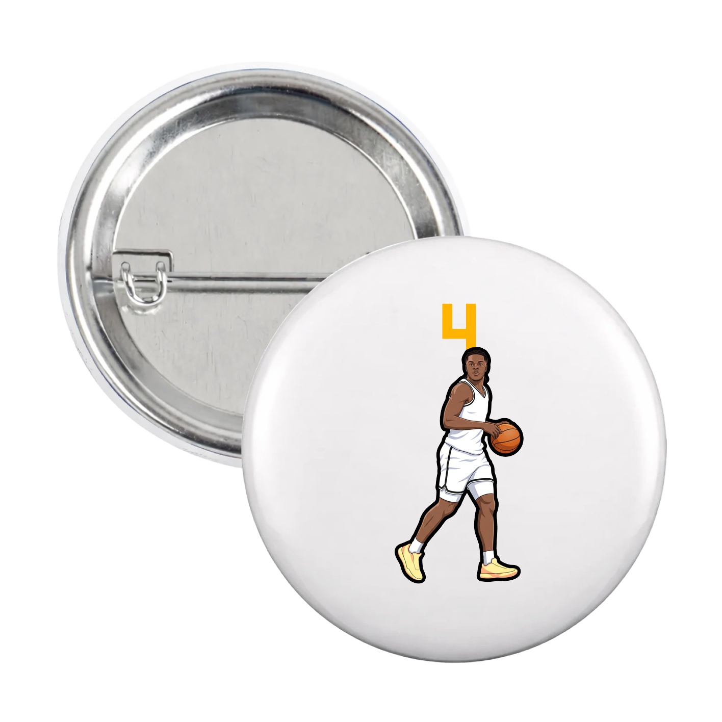 Game Day Button — Number Top in White