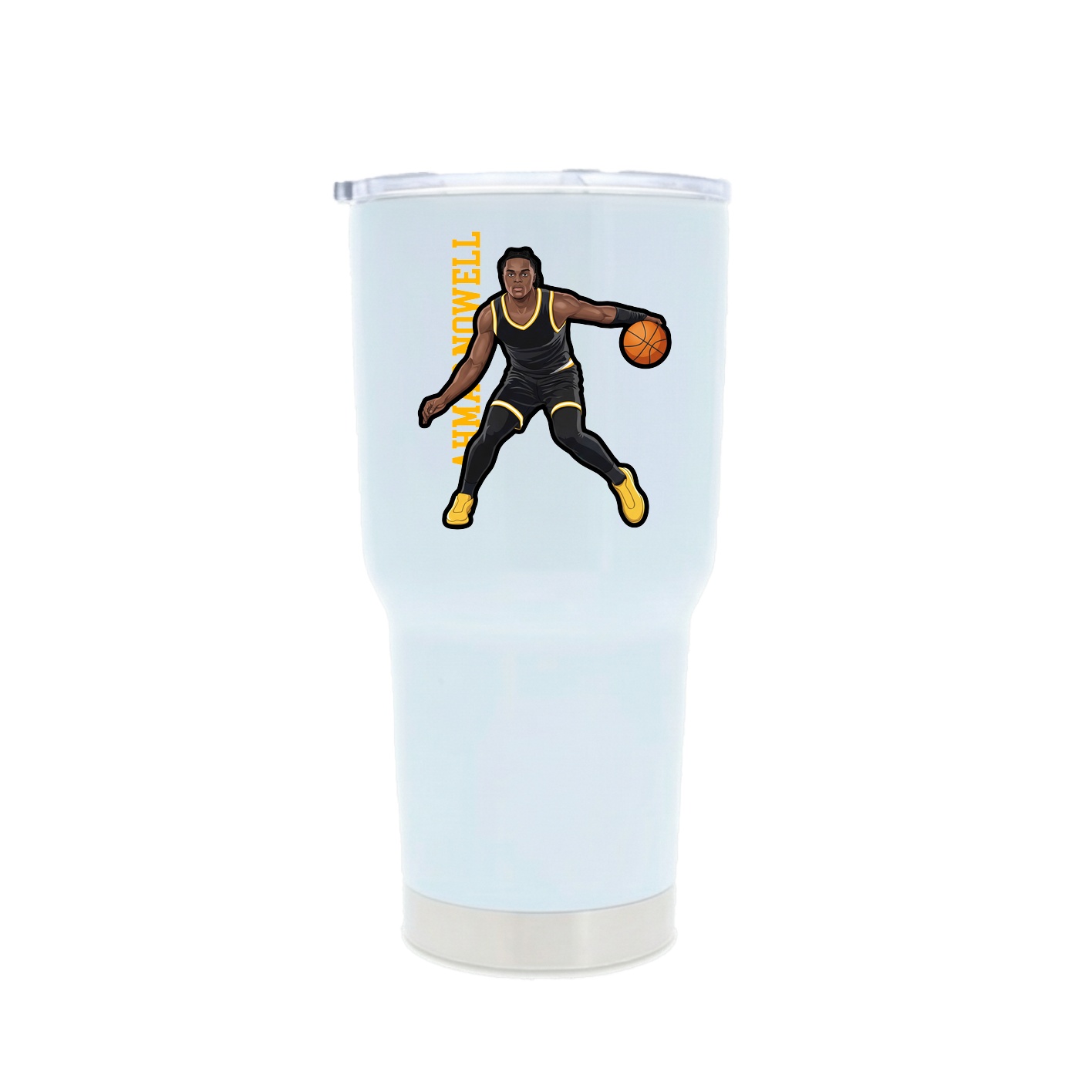 30oz Stainless Steel Tumbler — Name Vertical in White