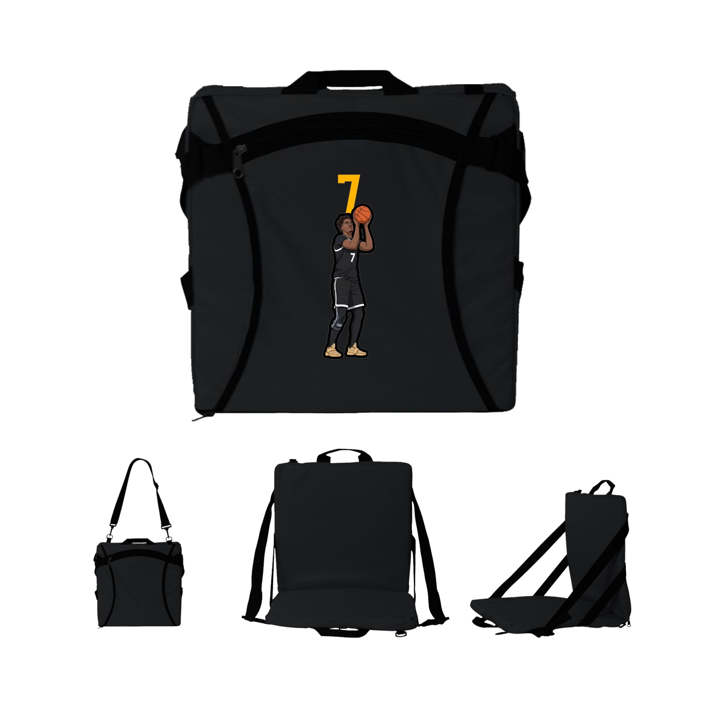 Folding Stadium Seat — Number Top in Black