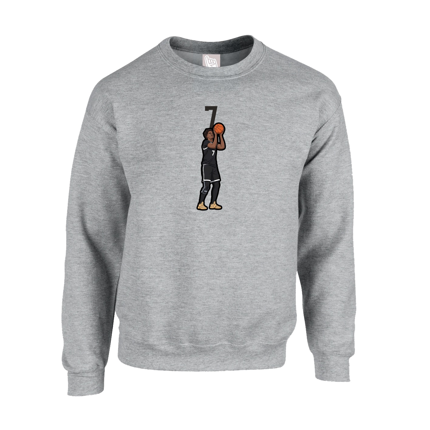 Fleece Crew — Number Top in Grey