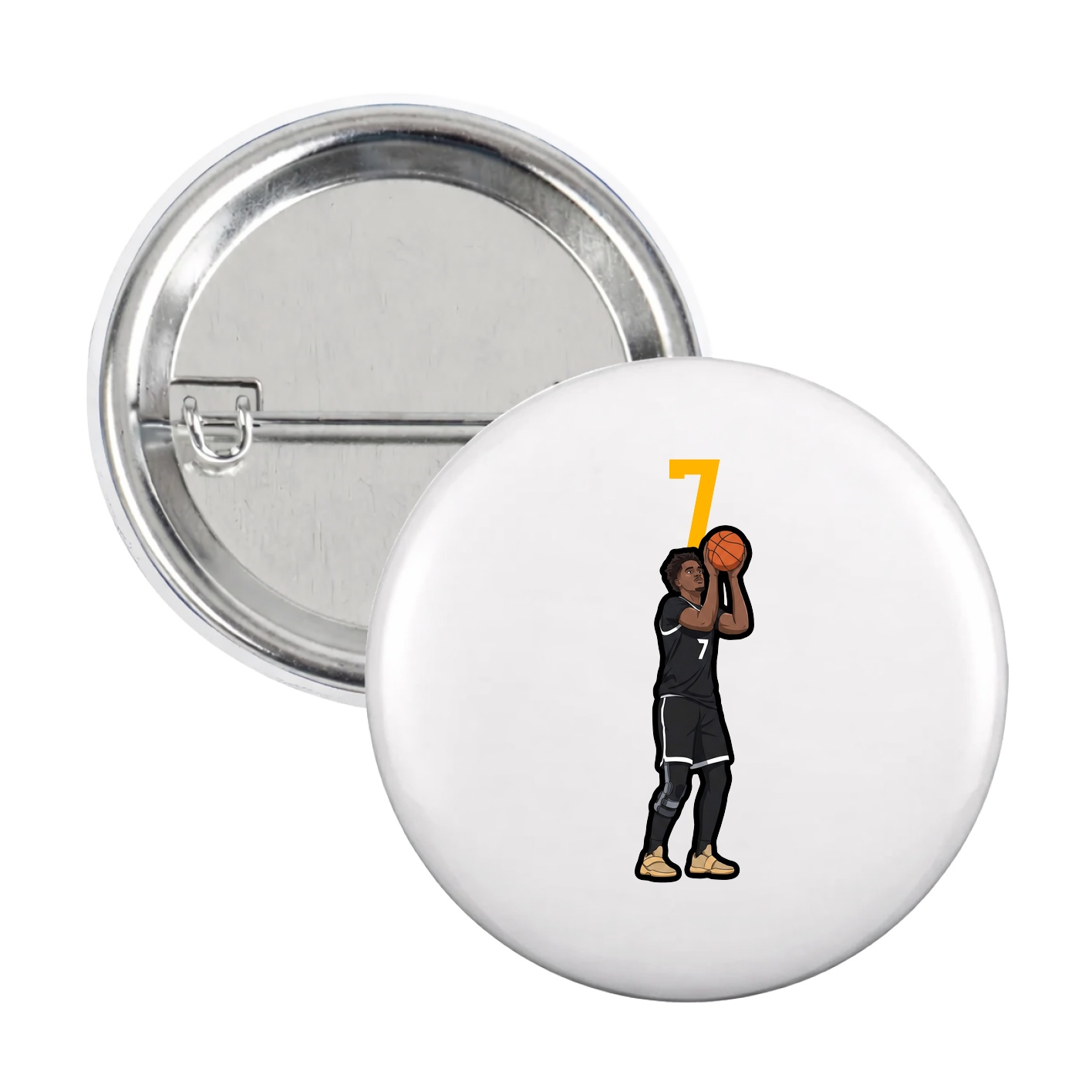 Game Day Button — Number Top in White