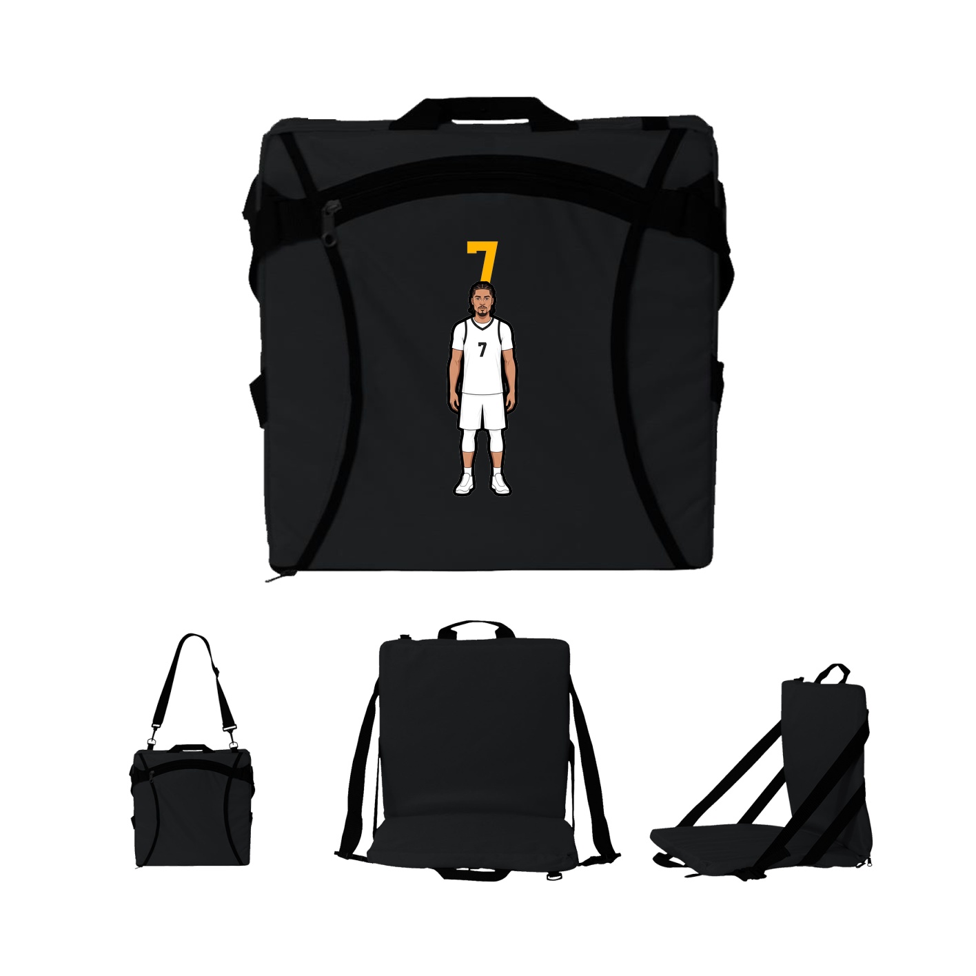 Folding Stadium Seat — Number Top in Black
