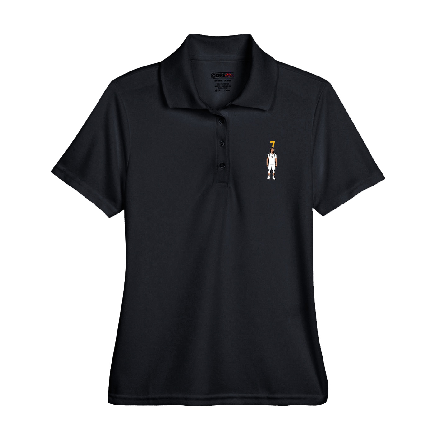 Womens Performance Polo — Number Top in Black
