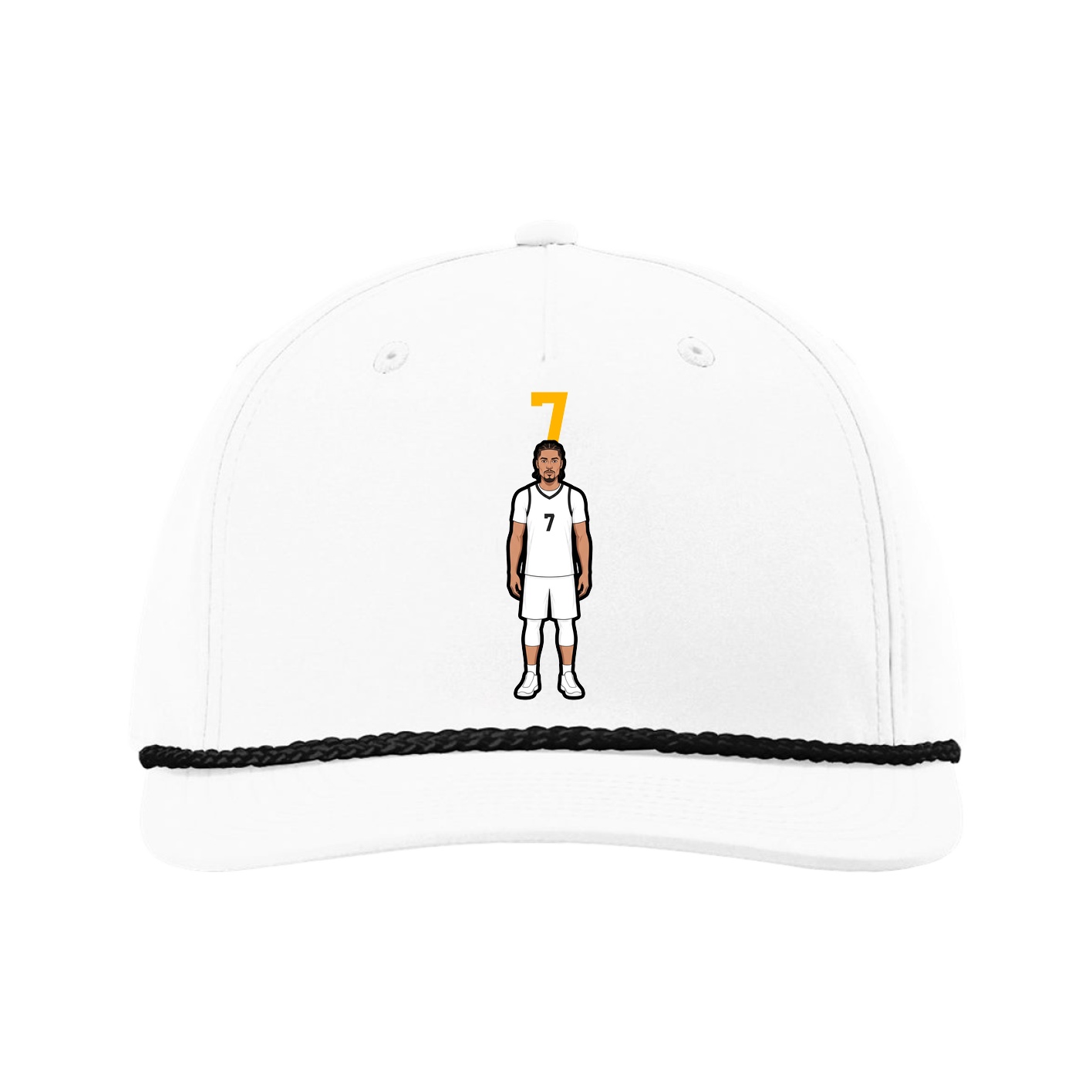 Five-Panel Classic Rope Cap — Number Top in White