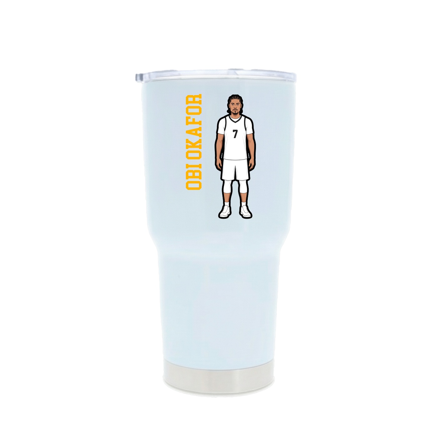30oz Stainless Steel Tumbler — Name Vertical in White