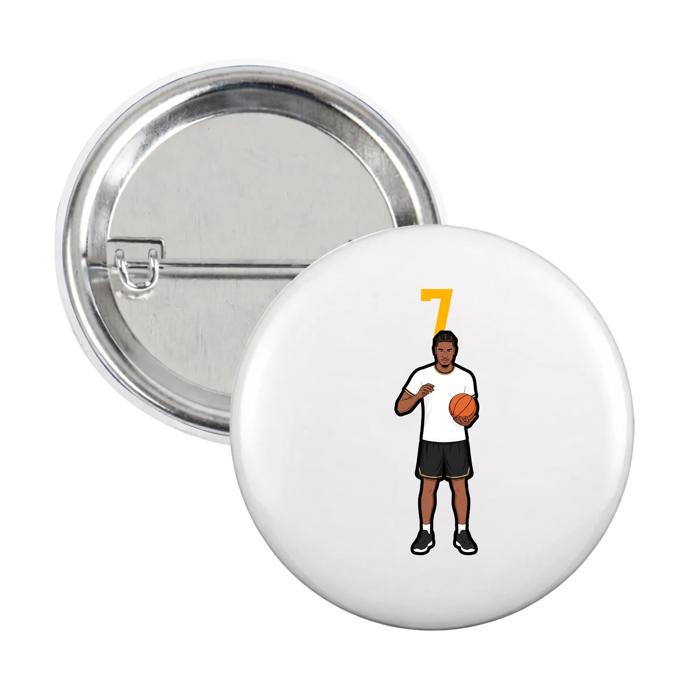 Game Day Button — Number Top in White