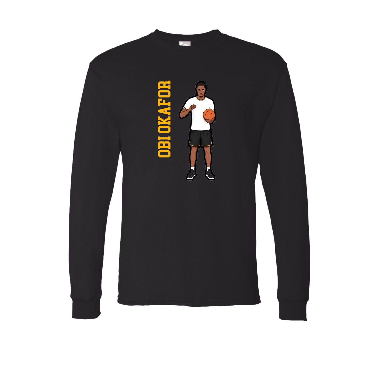 Long Sleeve Tee — Name Vertical in Black
