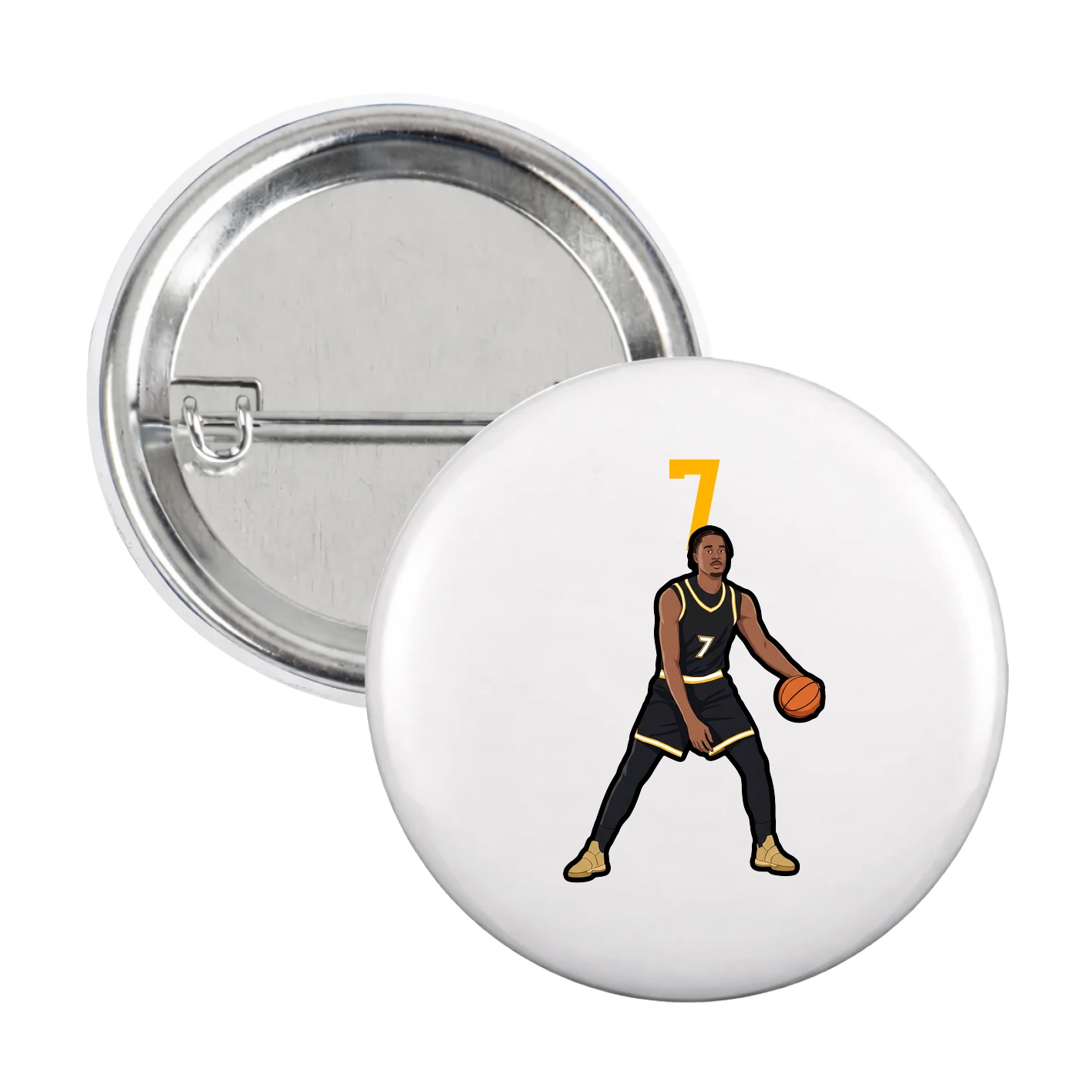 Game Day Button — Number Top in White