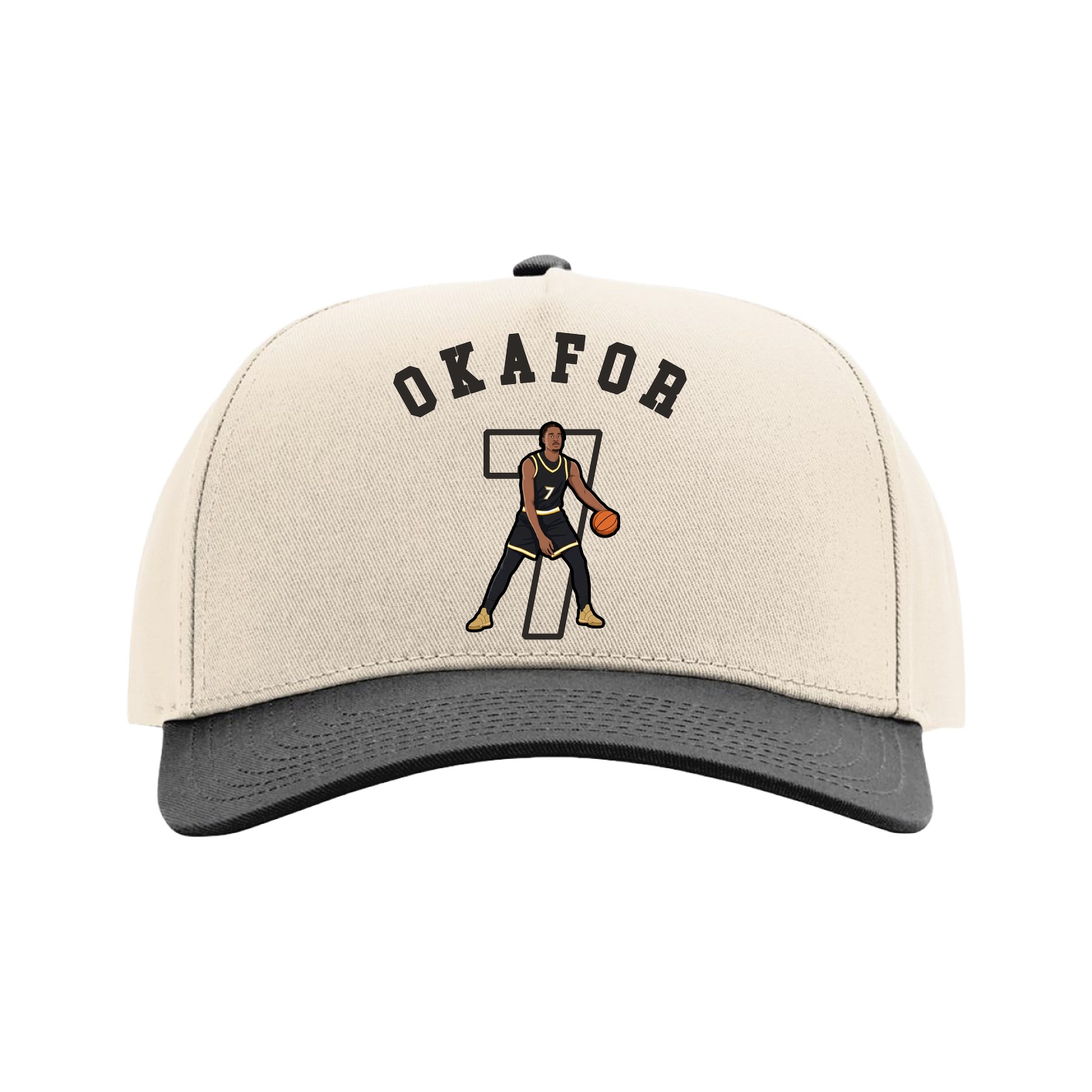 Full Fabric Five-Panel Champ Cap — Shirsey Arch in Cream/Black